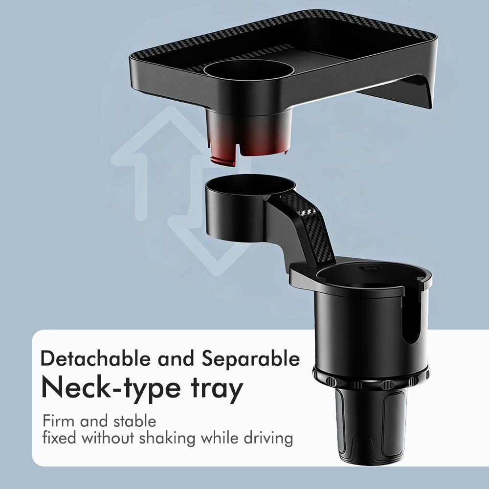 Car Cup Holder Expander Multi-Function Drink Holder with Food Table 360-Degree Adjustable Base Tray for Snack