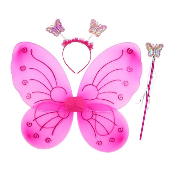 Yousheng 1 Set Girls Butterfly Wings Kids Foldable Butterfly Fairy Wings Hairband And Wand Fairy Costume Props for Halloween Parties Cosplay Photo