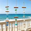 Farmhouses Beach Theme Wind Chimes With Sea Glass Shell And Wooden Accent Coastal Wall Art Hanging Pendants Decors