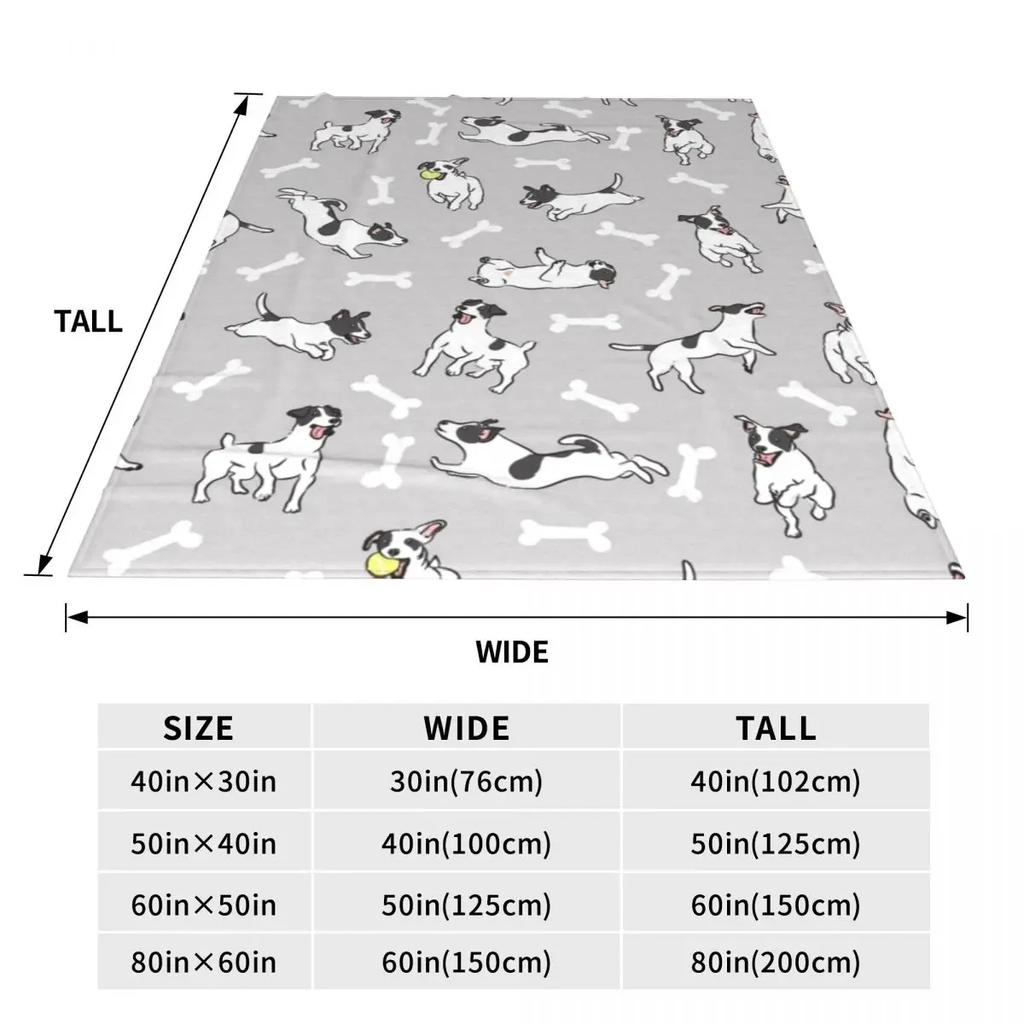 Jack Russell Terrier Flannel Blanket Gray Dog Soft Warm Bedding Throws for Chair Sofa Bed Camping Bedspread Sofa Bed Cover