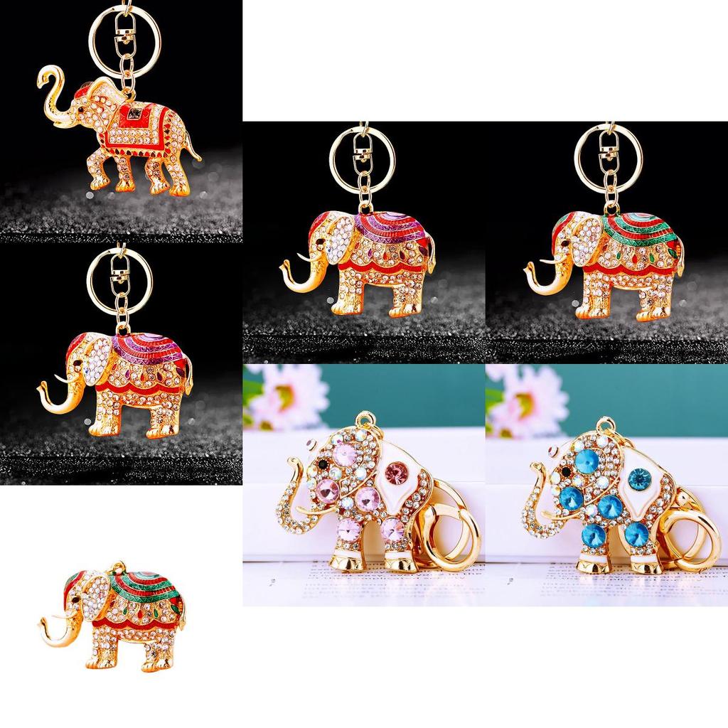 Adorable Elephant Metal Keychain With Sparkling Rhinestones Perfect For Gifts And Accessories