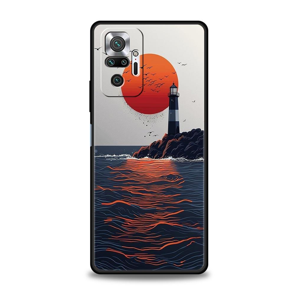 Abstract Mountain Sunrise Line Phone Case For Xiaomi Redmi Note 15 14 13 12 5G 11 10 Pro Plus 4G 9S 14C 13C 12C 10C TPU Cover
