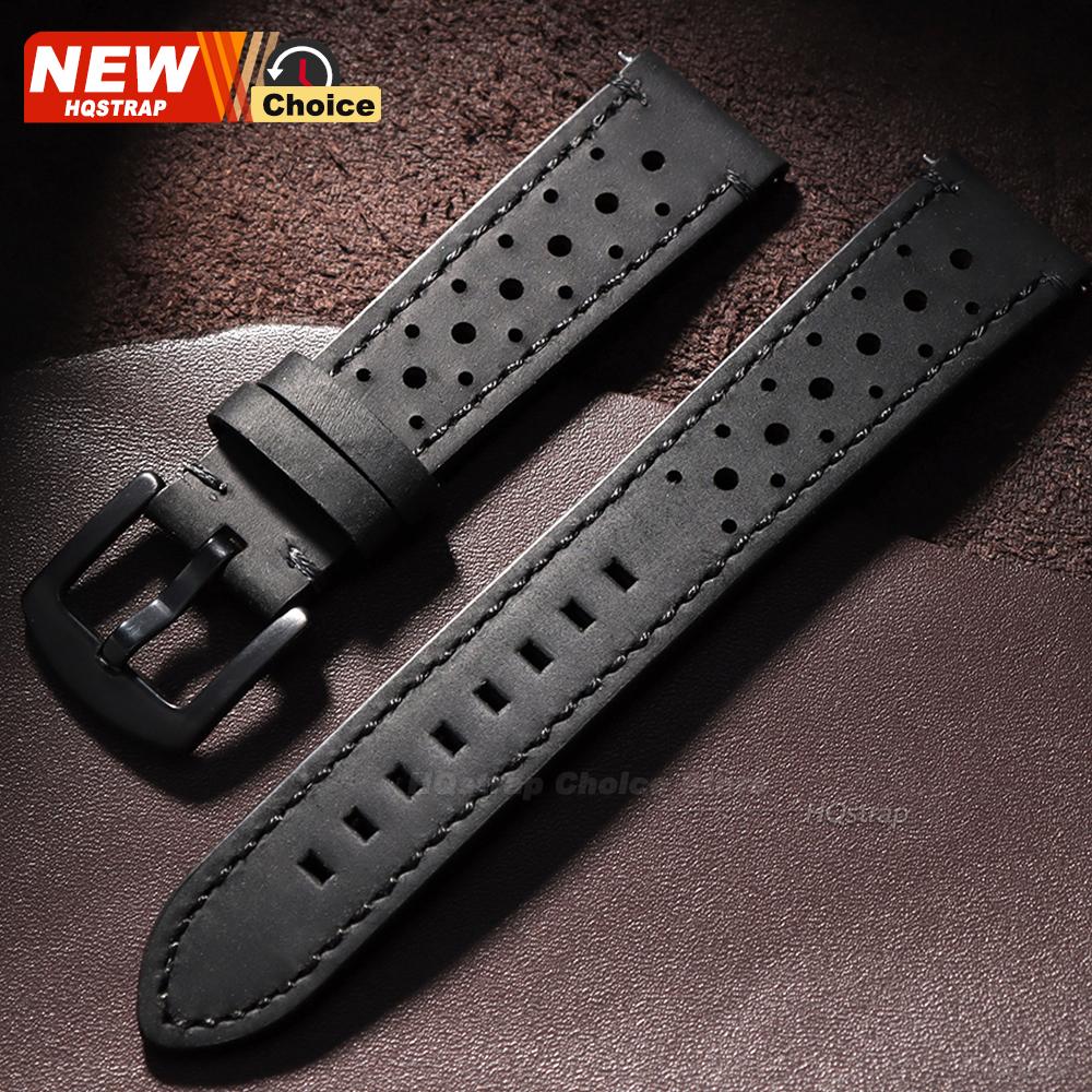 18/19/21/24mm 20/22mm Perforated Breathable Watch Strap for Seiko Bracelet for Rolex Band Smartwatch Leather Men Women Wristband
