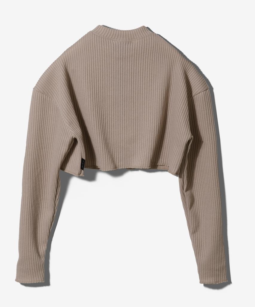 Paensyo Crop Knit Zip Up - Beige
