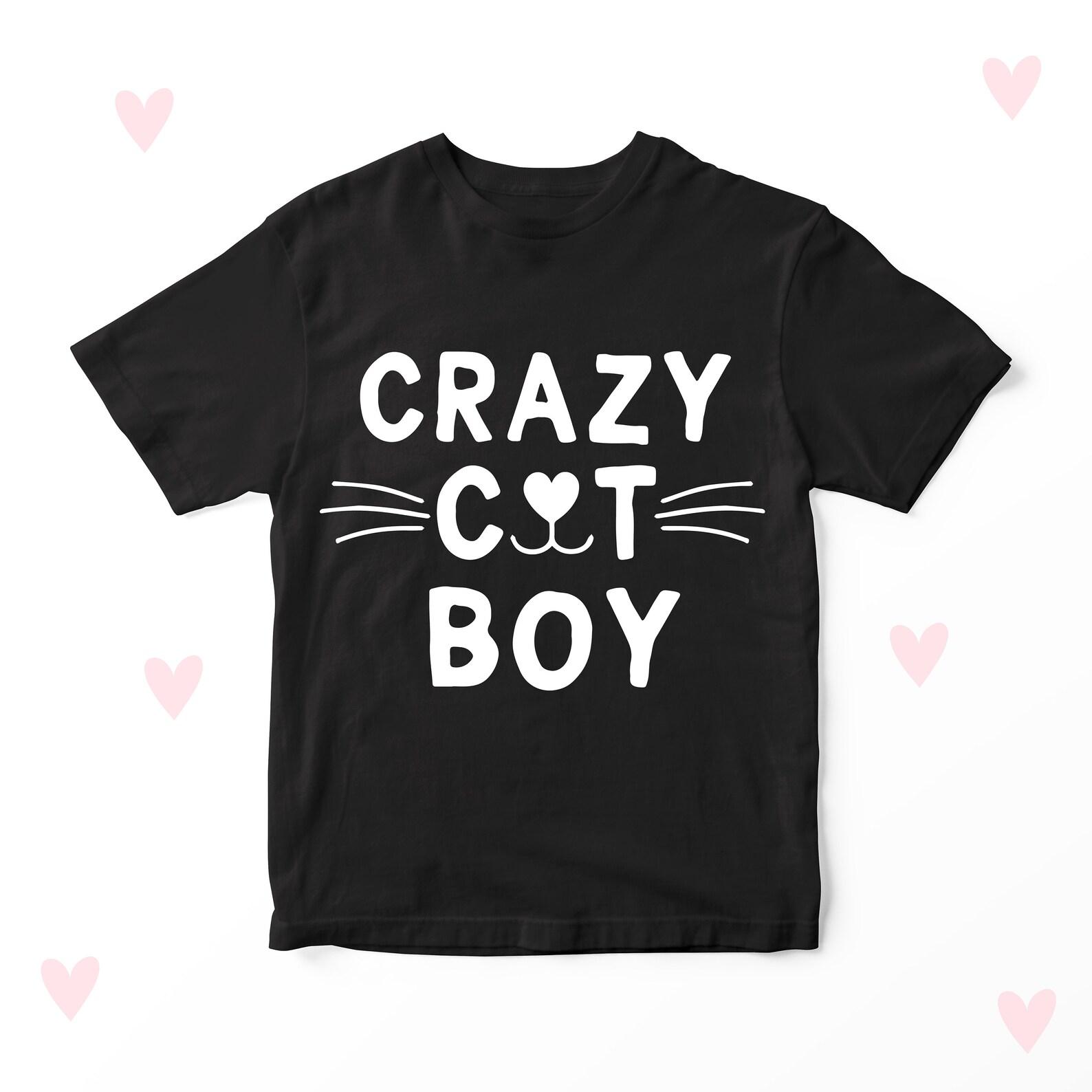 Crazy Cat Boy Kids T-shirt Boys Cat Lover Clothes Gifts Funny 150