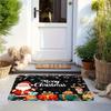 Merry Christmas Santa Reindeer Welcome Doormat,Flannel Anti-Slip Washable Fade-Resistant Rug for Indoor Outdoor Multi-Room Decor