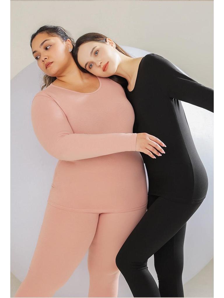 10A Antibacterial Women's Slim Fit Pure Cotton Autumn Innerwear Set - Base Layer, Plus Size