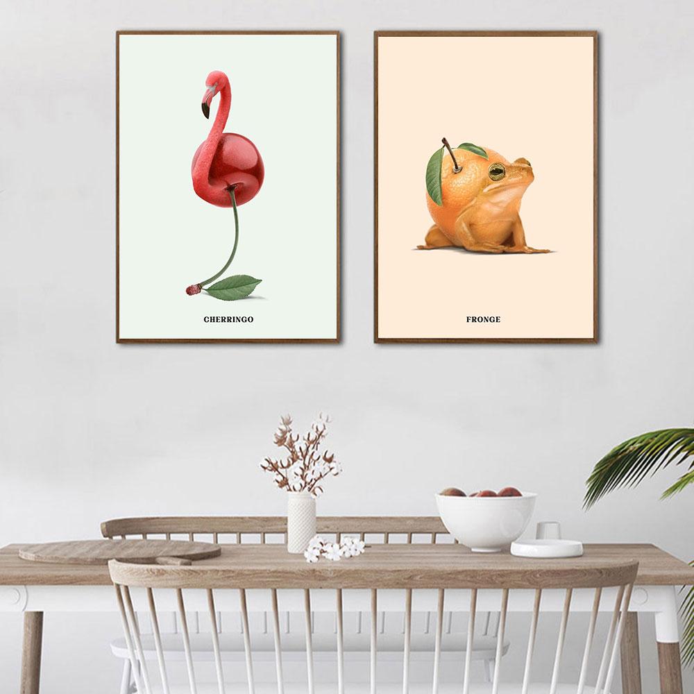 Fun Fruit Animal Posters and Prints Kitchen Canvas Garlic Goose Nordic Art Print Broccoli Sheep Murals Living Room Decoration