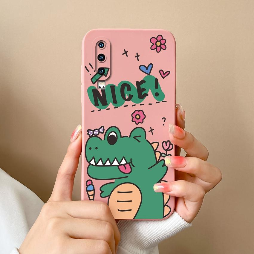 Covers Cases For Huawei P40 P30 P60 Y6 Y7 Y9 Y9A Y5 Cute Dinosaur Baby Silicone Soft Casing Screen Protector Anti Fall Shell For Huawei Bumper Housing