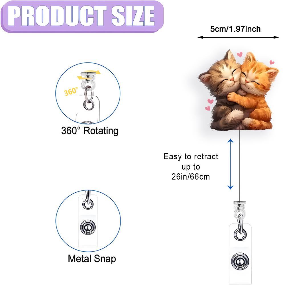 Fun Cat Badge Reel - Expandable ID clip, a cute gift for nurses and medical staff.