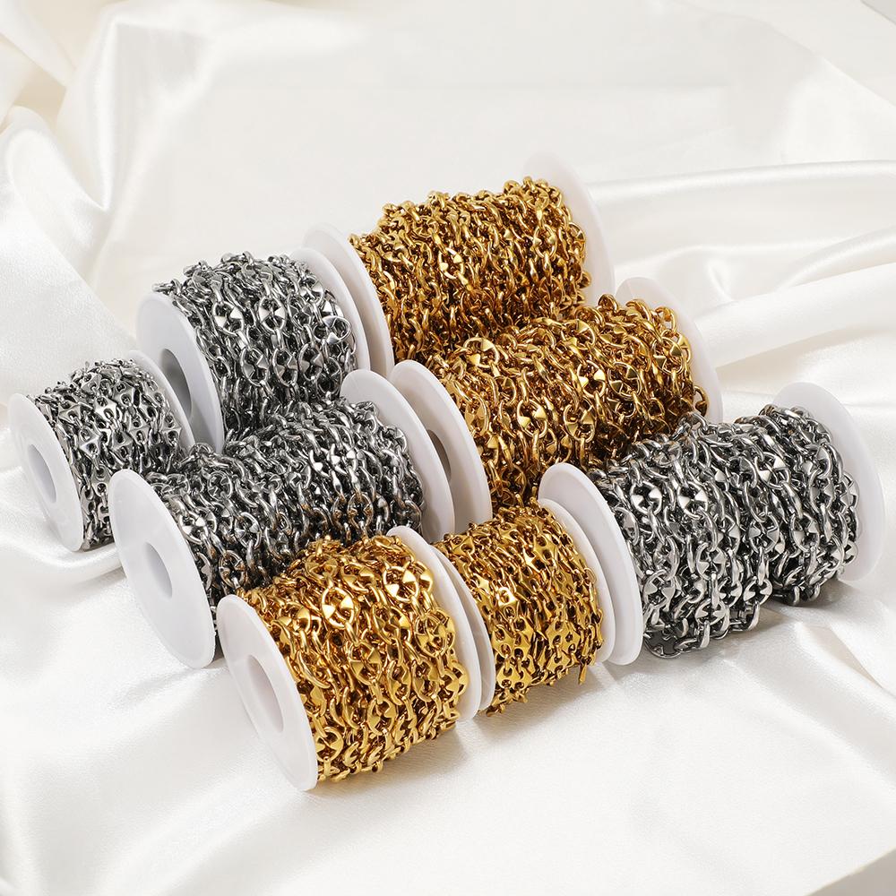 1 Meter Stainless Steel O Link Rolo Cable Chunky Chains for DIY Jewelry Bracelets Supplies Necklace Findings Earrings Making