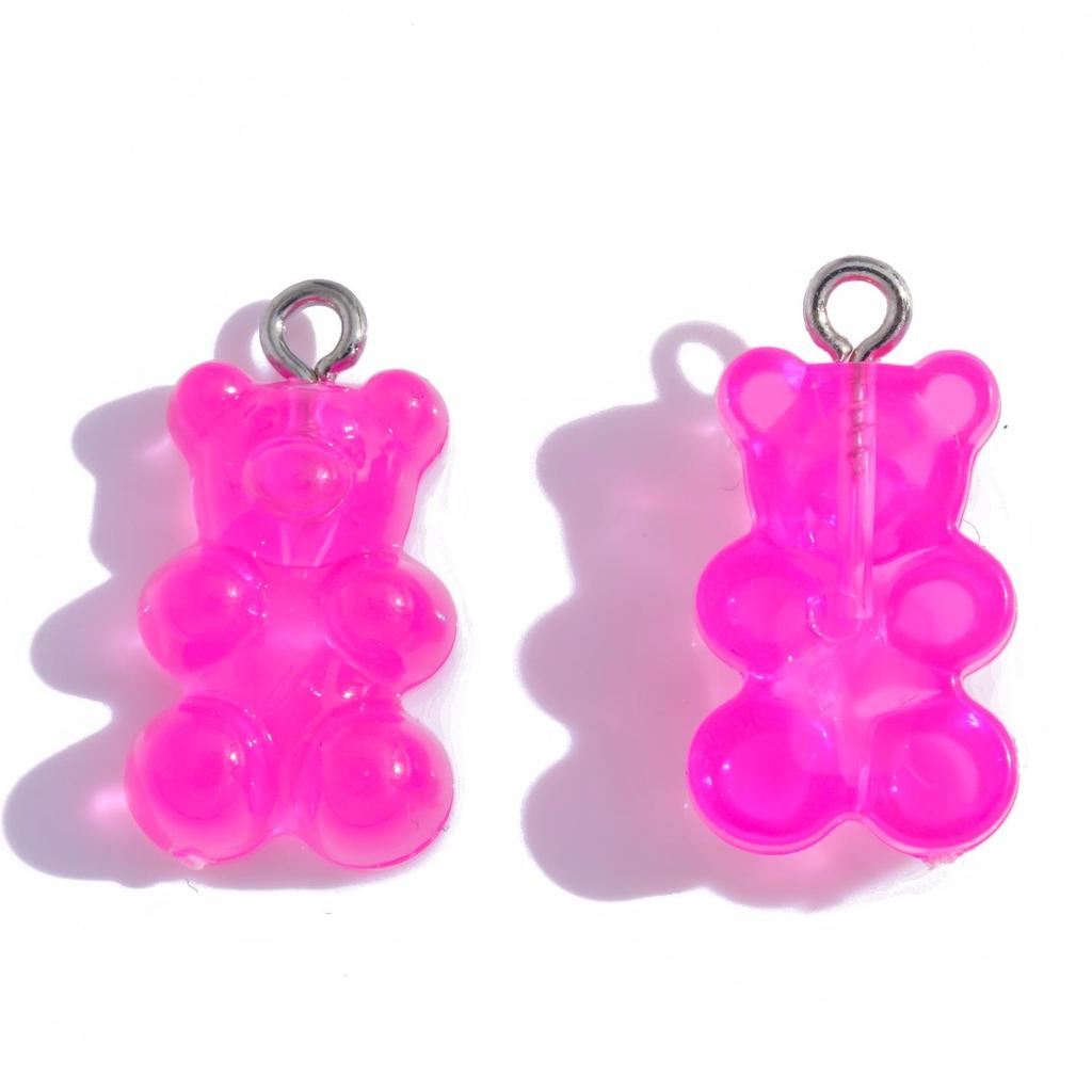 Colorful Transparent Bear Resin Pendant for DIY Jewelry and Keychains