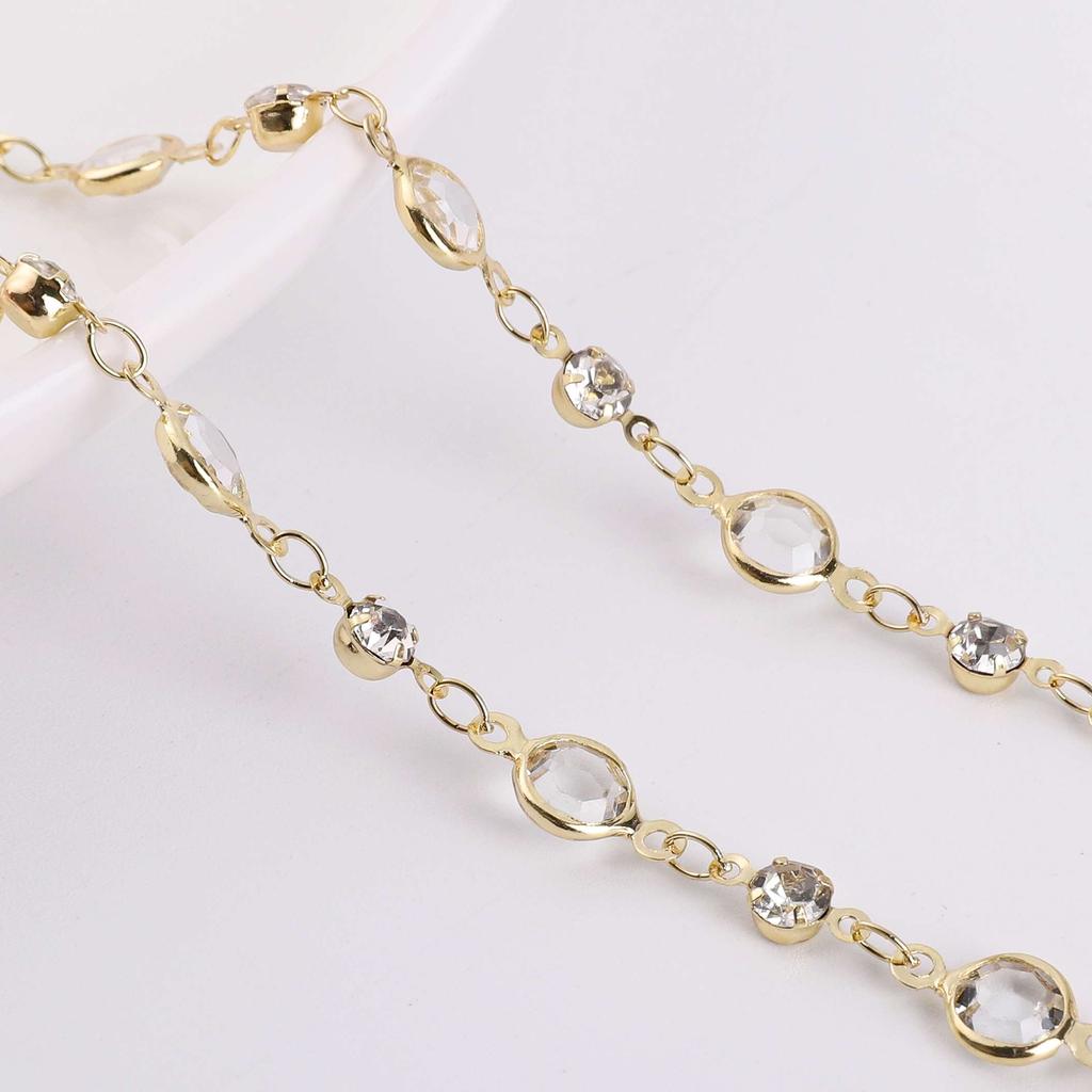 50cm/100cm Color Rhinestone Chain Color Retention Copper Chain DIY Bracelet Necklace Accessories
