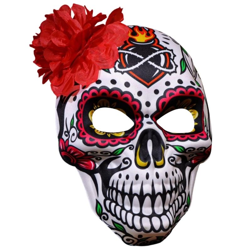 Day of The Deads Mask Sugar Skull Mask with Rose Decorations Masquerades Mask for Halloween Cosplay Party Costume Gifts