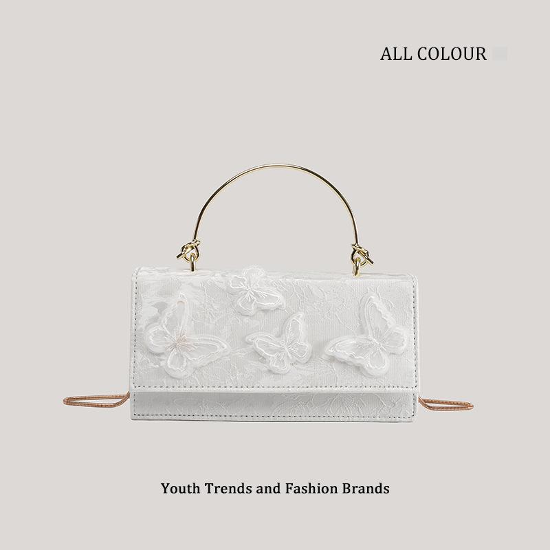 New Chinese butterfly handbag women's 2025 jacquard sweet wind shoulder oblique span bag dinner bag