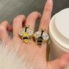 Punk Rhinestone Bee Ring Enamel Design Colorful Bee Ring Trendy Vintage Bee Ring  Casual Wear