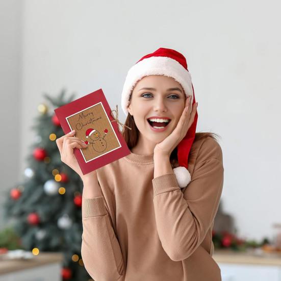 Christmas Gift Card Holder 5 Slots Postcard Card Sleeve Christmas Tree/Snowman Money Holder Envelope Booklet for Xmas Party Supplies