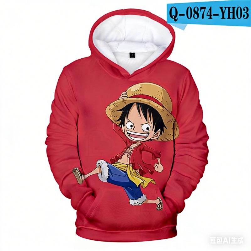 2025 Anime One Piece Monkey D. Luffy Huva Hoodies Tröja Barn Vuxna Långärmad 3D-tryck Hoodies Barn Tröja Pullover