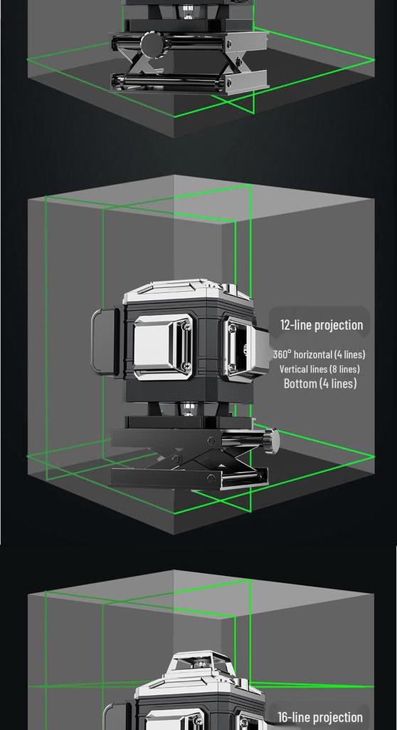 High-Precision Green Laser Level with 16 Lines for Wall and Floor Integration