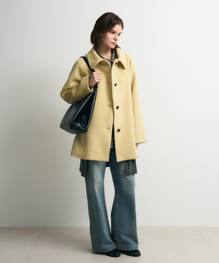 SIS A Fine Wool Suri Alpaca Half Coat [Butter]
