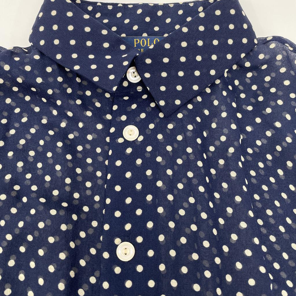 POLO RALPH LAUREN 211591110001 Navy Dot Silk 100% Short Sleeve Dress dress 2 NavyUsed