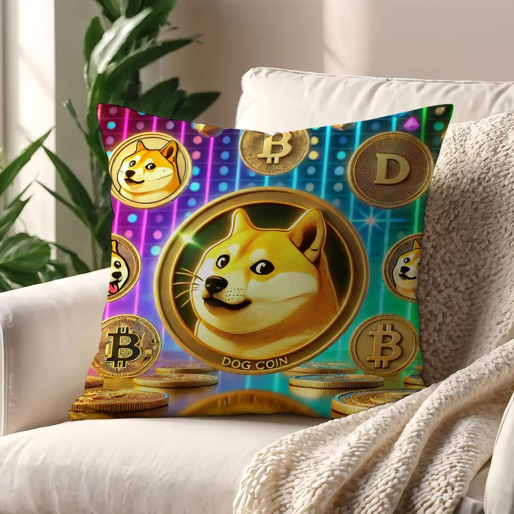 Funny Dogecoin Fashion dog cushion cover Pillow Cover Decoration Room Home Sofa living Office Car Nordic Simplicity