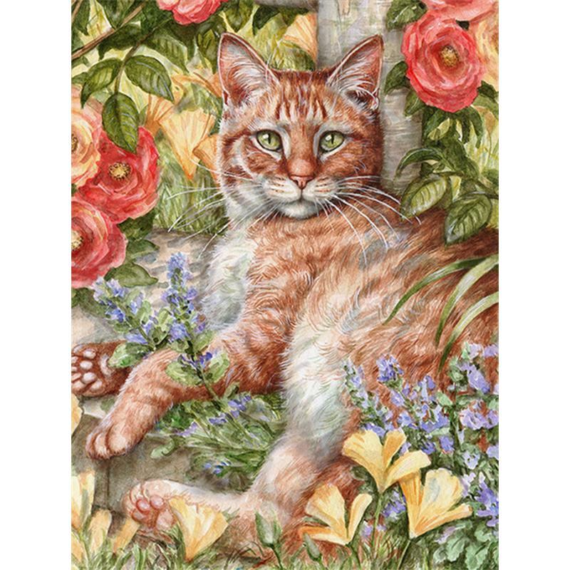 Diamond Embroidery Cat Flower Needlework 5d Diamond Painting Animals New Arrivals Cross Stitch Kit Home Decoration