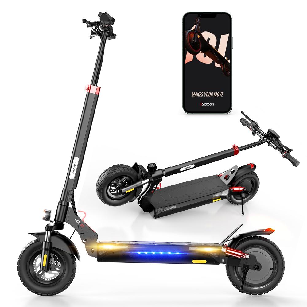 IScooter iX3 800W elektrisk sparkesykkel 10 tommer terrengdekk batteri 48V/10Ah maksimal hastighet 40km/t med APP-kontroll demping foran og bak