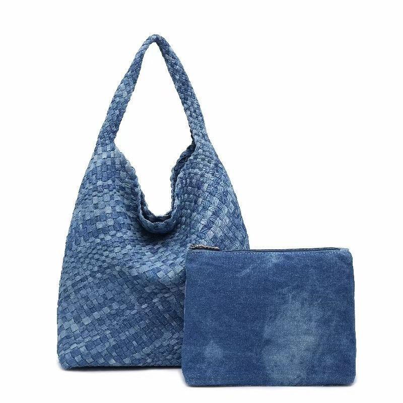 Yijinyuan Denim Large-capacity Tote Bag Women High-quality Hand-woven Mother-child Niche