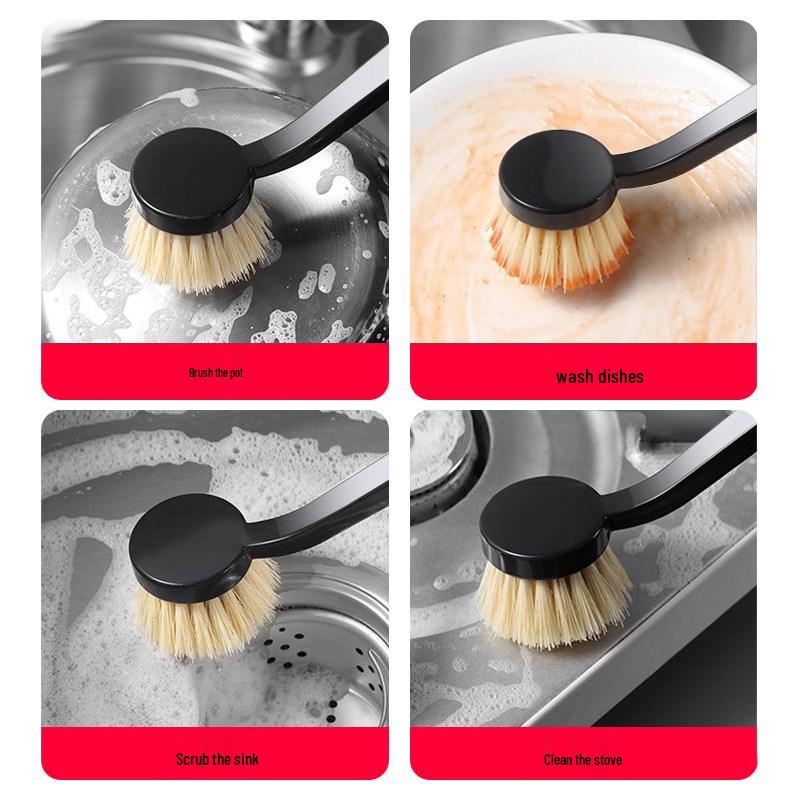 Japanese Long-Handled Non-Scratch Pot Brush for Stain and Oil Removal