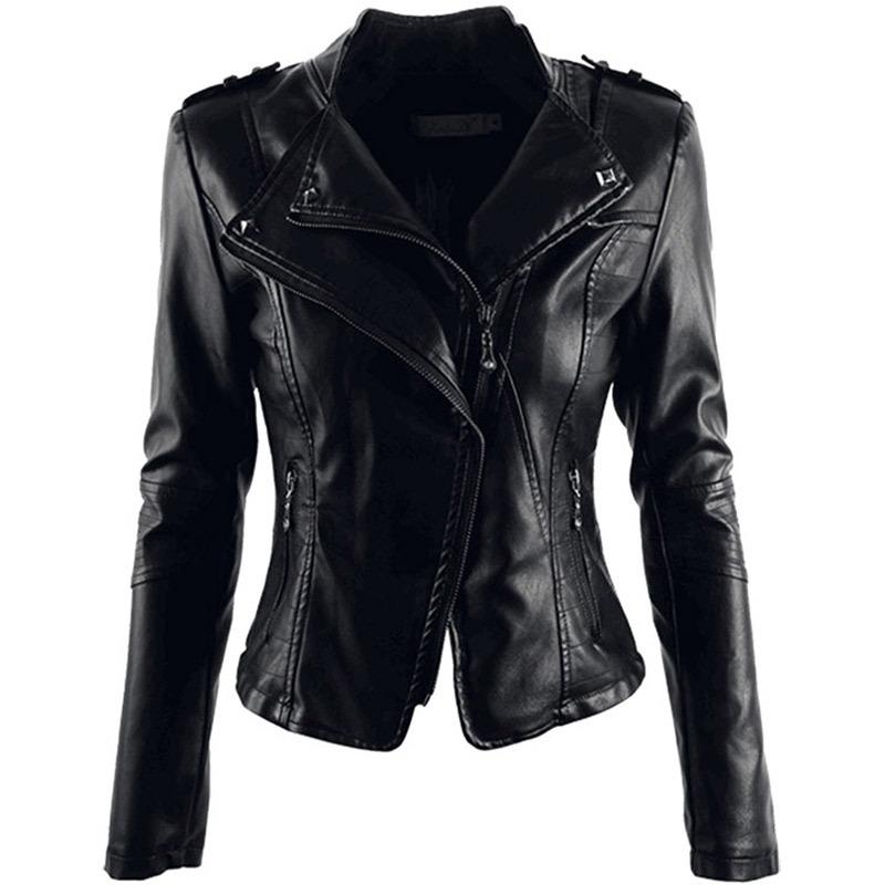 Women's Leather Jacket Autumnal Short Leatherette Jacket Thickened Cotton Pu Leather Jacket Leather Jacket Women