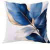 Blue and Gold Leaf Pillowcase ,Sofa Bedroom Cushion Cover, Single-sided Printing, Without Pillow Core
