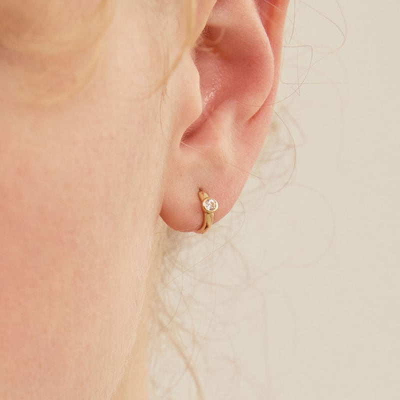 LUNNE 14k Diamond Essential Bezel One-Touch Earrings (14k Gold) #LCE10