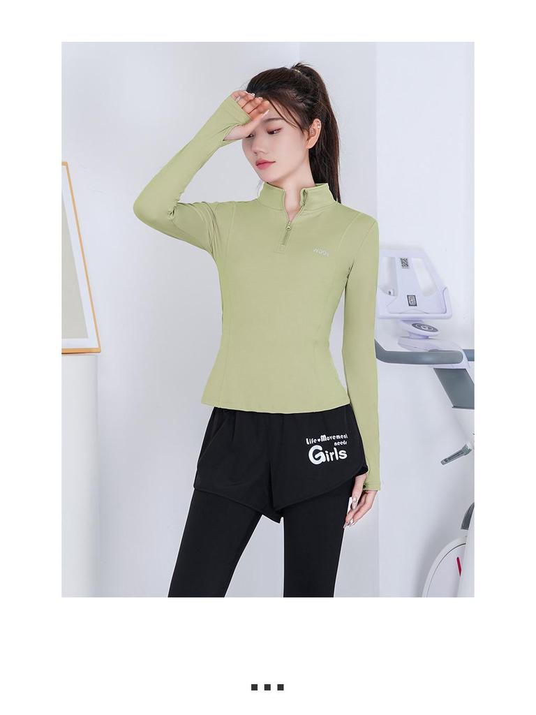 Women's Fleece-Lined Yoga Top: Warm, Quick-Dry, High-End Feel, Half-Zip, Long Sleeve. Perfect for Autumn/Winter Fitness.