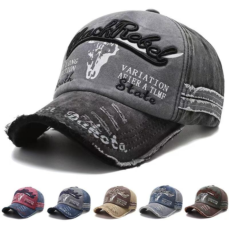 Yto Household Items Women's Washed Cotton Vintage Cap Letter Print Embroidery Baseball Cap Cow Head Pattern Men And Outdoor Use Sportss Hats For Men And Cm