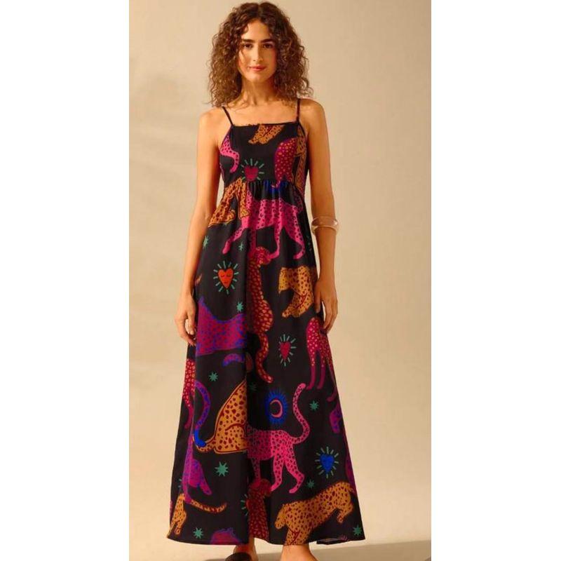 Printed Dress 2025 European and American Summer New Vacation Foreign Trade Women clothes Flowers Print Sling Dress