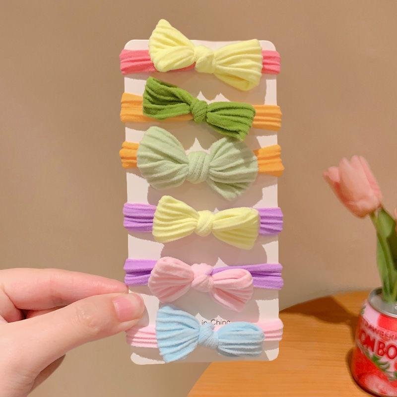 Candy Color Hair Ties: Bow Elastic Bands for Girls - Hair-Friendly Rubber Accessories for Little Girls