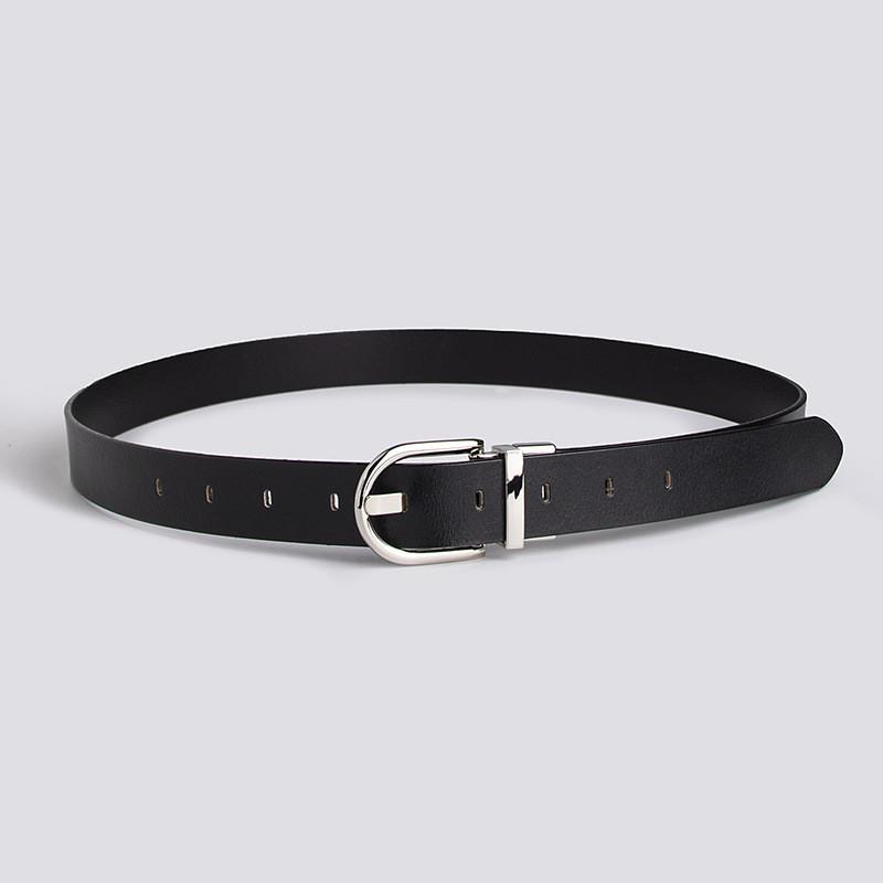Womens Leather Waist Belt With Geometric Design And Metal Pin Buckle For Professional Attire