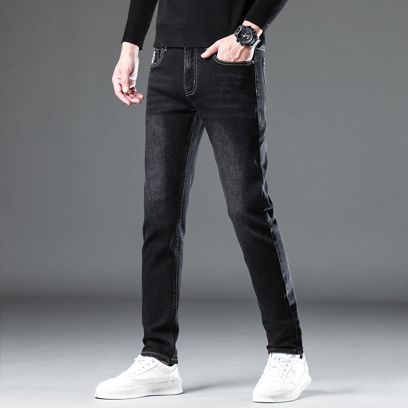 

Новые осенне-зимние модные джинсы прямые тонкие брендовые сто эластичные мужские повседневные мужские брюки 40 чёрный