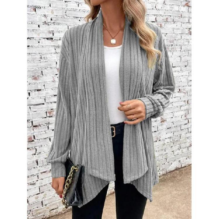 

Fashion Design Sense Women Long Sleeved Cardigan Jacket Top New Casual Commuting Daily Temperament S серый