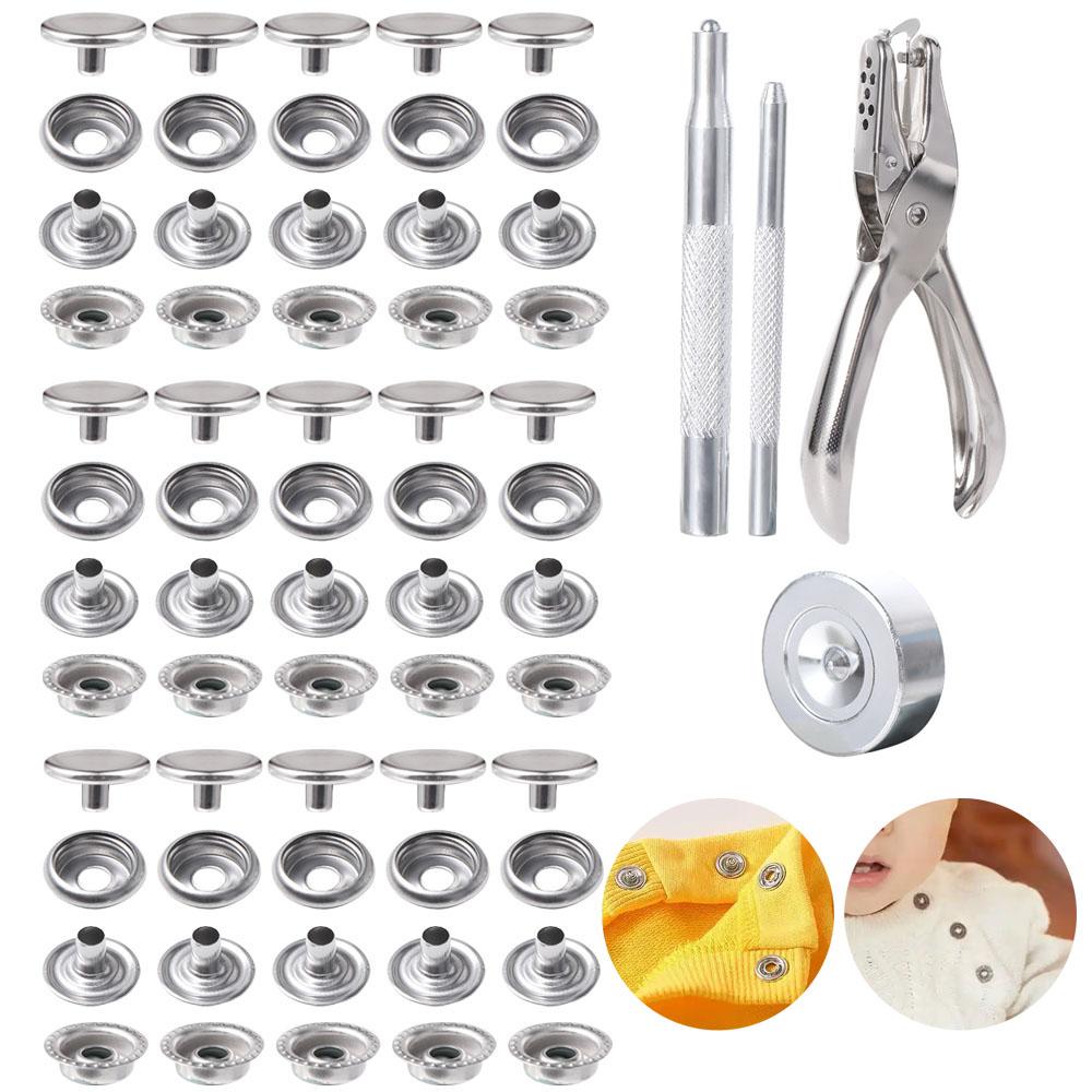 200Pcs Boxed Snaps Buttons Set Double Cap Leather Punch Pliers Durable Snap Fastener Kit  DIY Craft