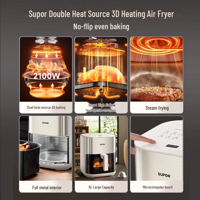 Supor 6L Dual Heat Steam Smart Touch Air Fryer