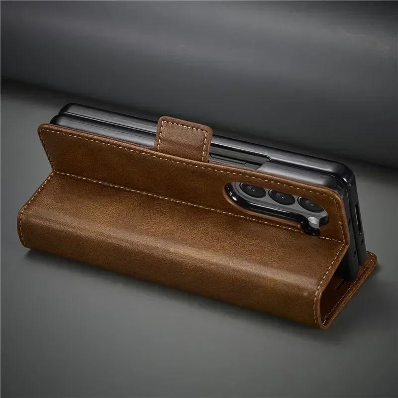 Luxus Business Sle Bla Fashion Magnetische Geldbörse Leder Handyhülle für Samsung Galaxy Z Fold 3 4 5 6 7 Halter Tasche Rückseite