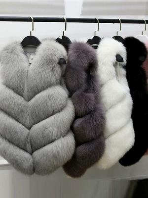 Sleeveless Jacket for Women Fox Fur Vest Winter Fox Fur Jacket Women Short Artificial Fur Coat Elegant Female Warm Vest
