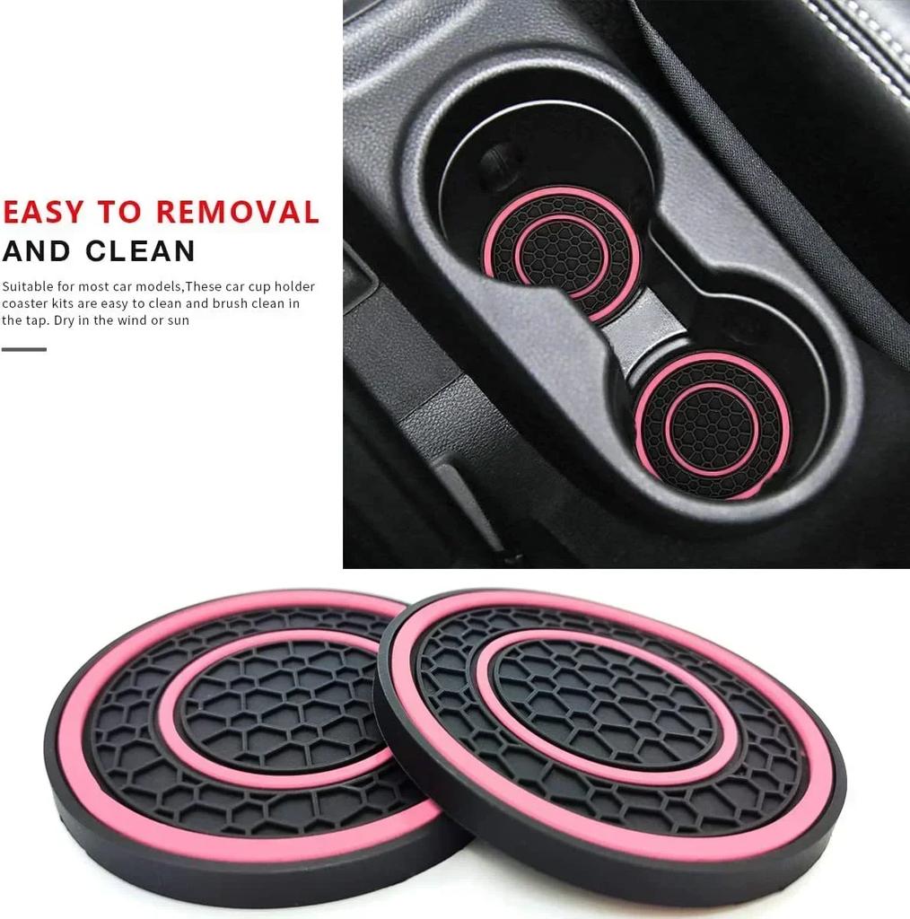 2pcs Car Interior Accessories Anti-Slip Car Coasters Sift-Proof PVC Beverage CoasterDrink Holder