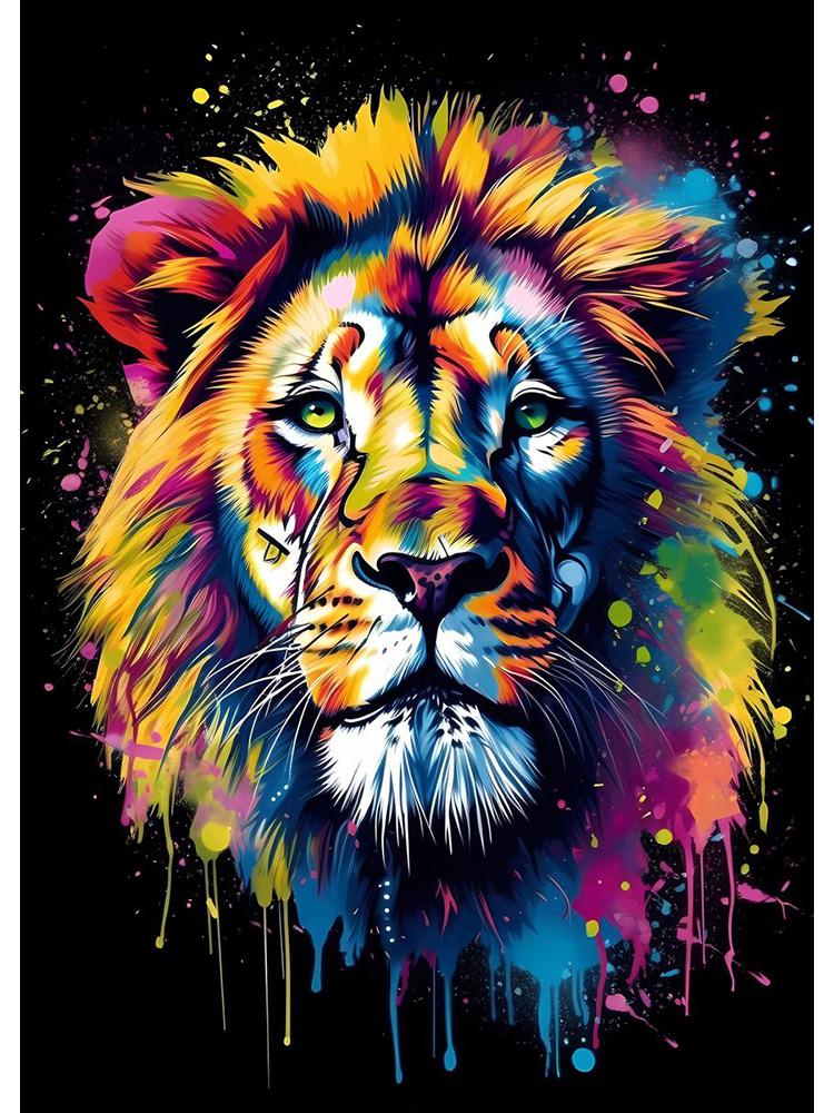 Meerkat Elephant Sea Otter Lion Colorful Animals With Drips Poster Canvas Painting Cute Animal Wall Art For Room Home Decor