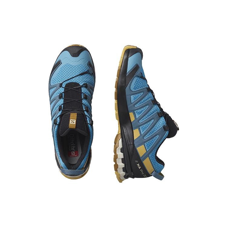 SALOMON XA Pro 3D V8 Mesh, Textile, Leather Abrasion Resistant Low top Running Shoes Men's Blue Black 414399