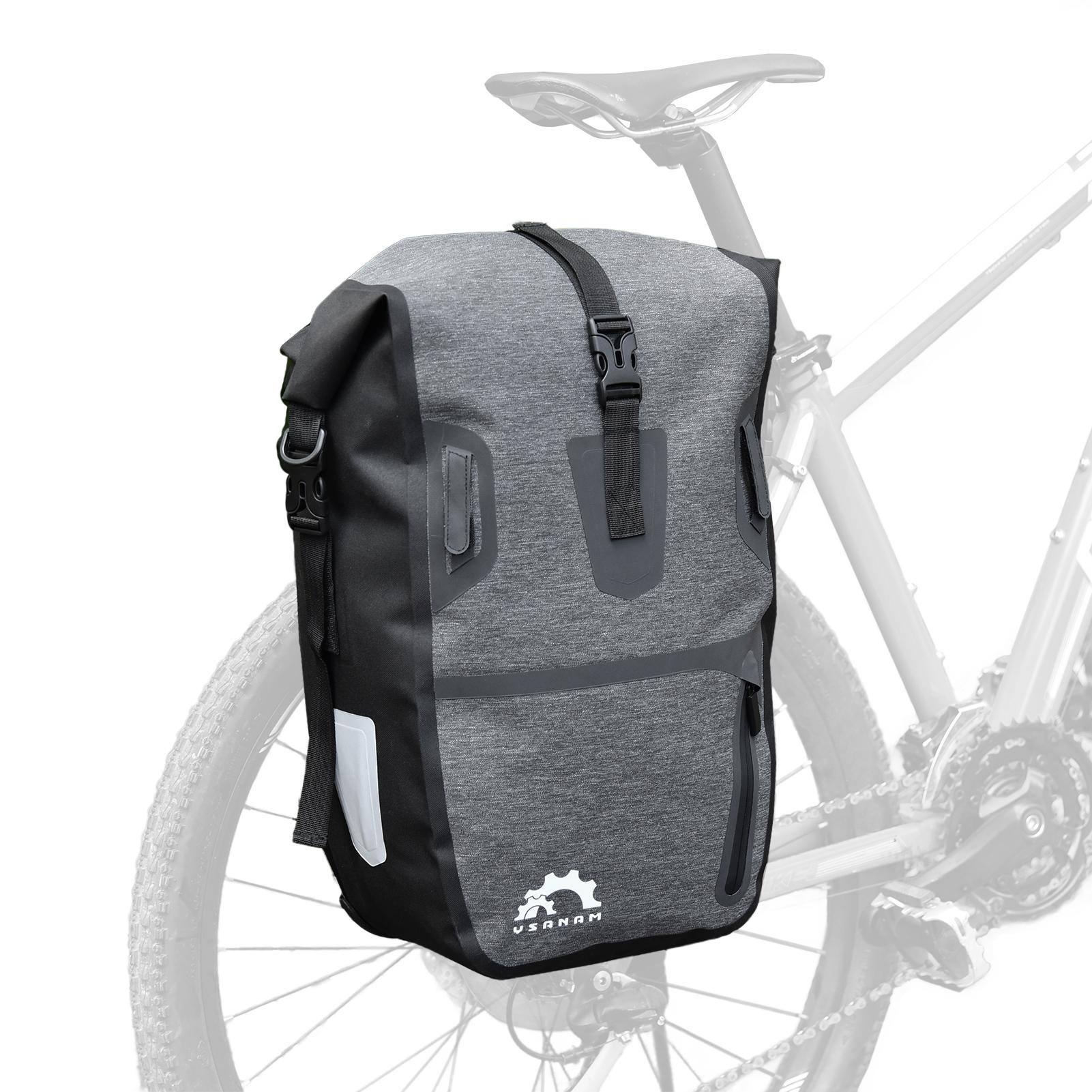 Sacoche de vélo étanche pour porte-bagages de vélo avec bandoulière tpu grise