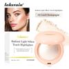 Radiant Light Silken Touch Highlighter, Baked Powder Luminous Glow Highlighter Makeup Palette with Mirror, 4 Buildable Shimmer Shades, Glass Skin