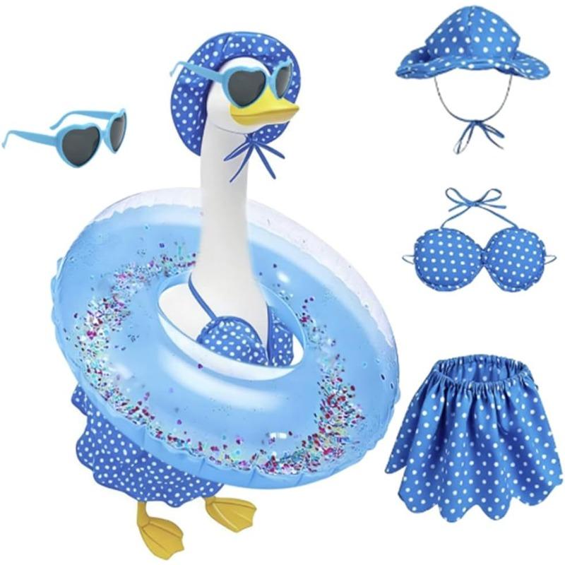 

Hawaiian Porch Goose Outfit with Sunglasses Wreath, Goose Summer Outfit Porch Goose Bikini Clothes Costume Fits 23inch Statue, сливовый
